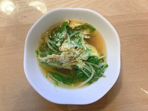 お汁ごといただく、シャキシャキ水菜のツナ卵とじ